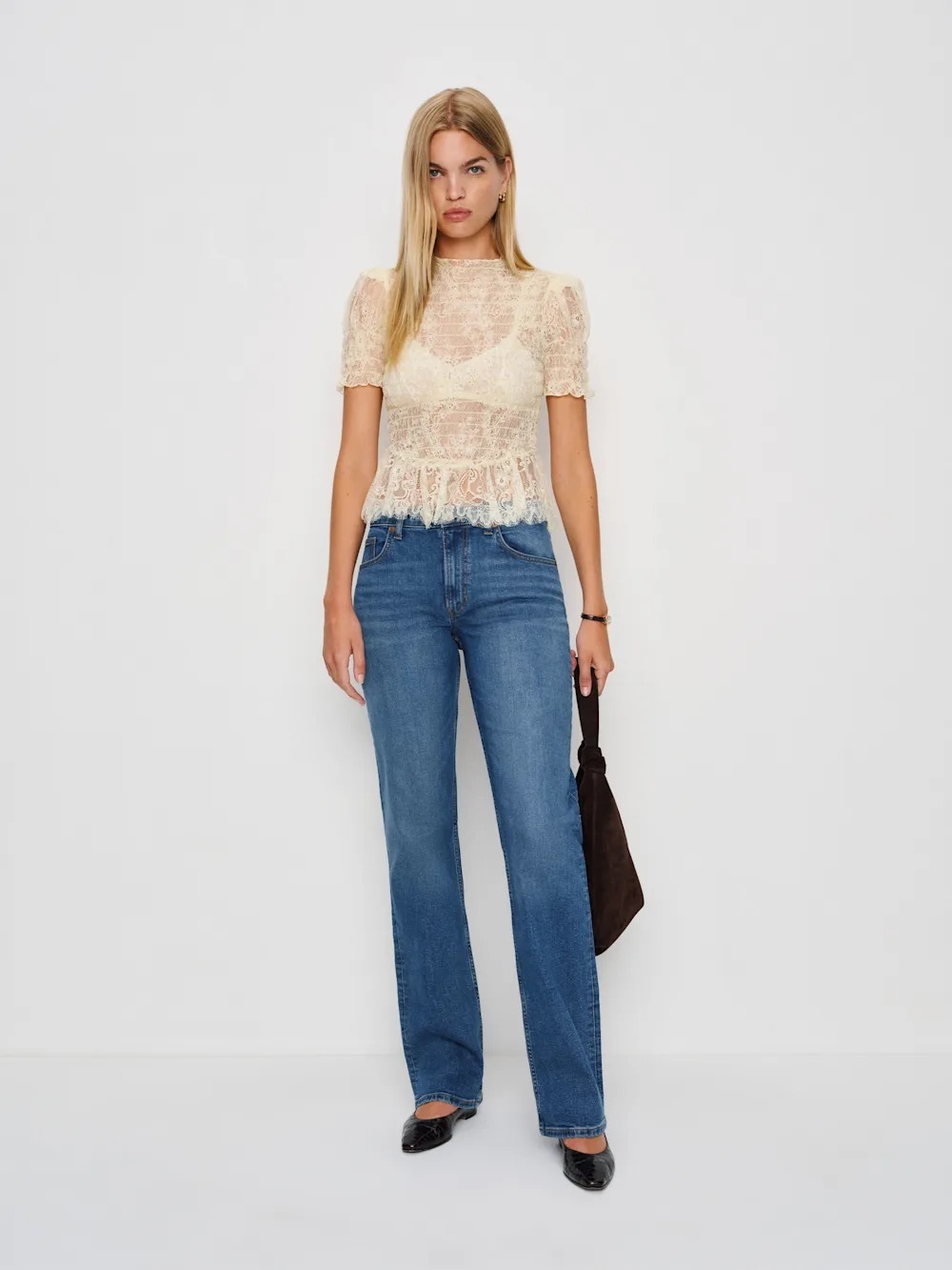 Reformation Elton Mid Rise Super Stretch Straight Jeans